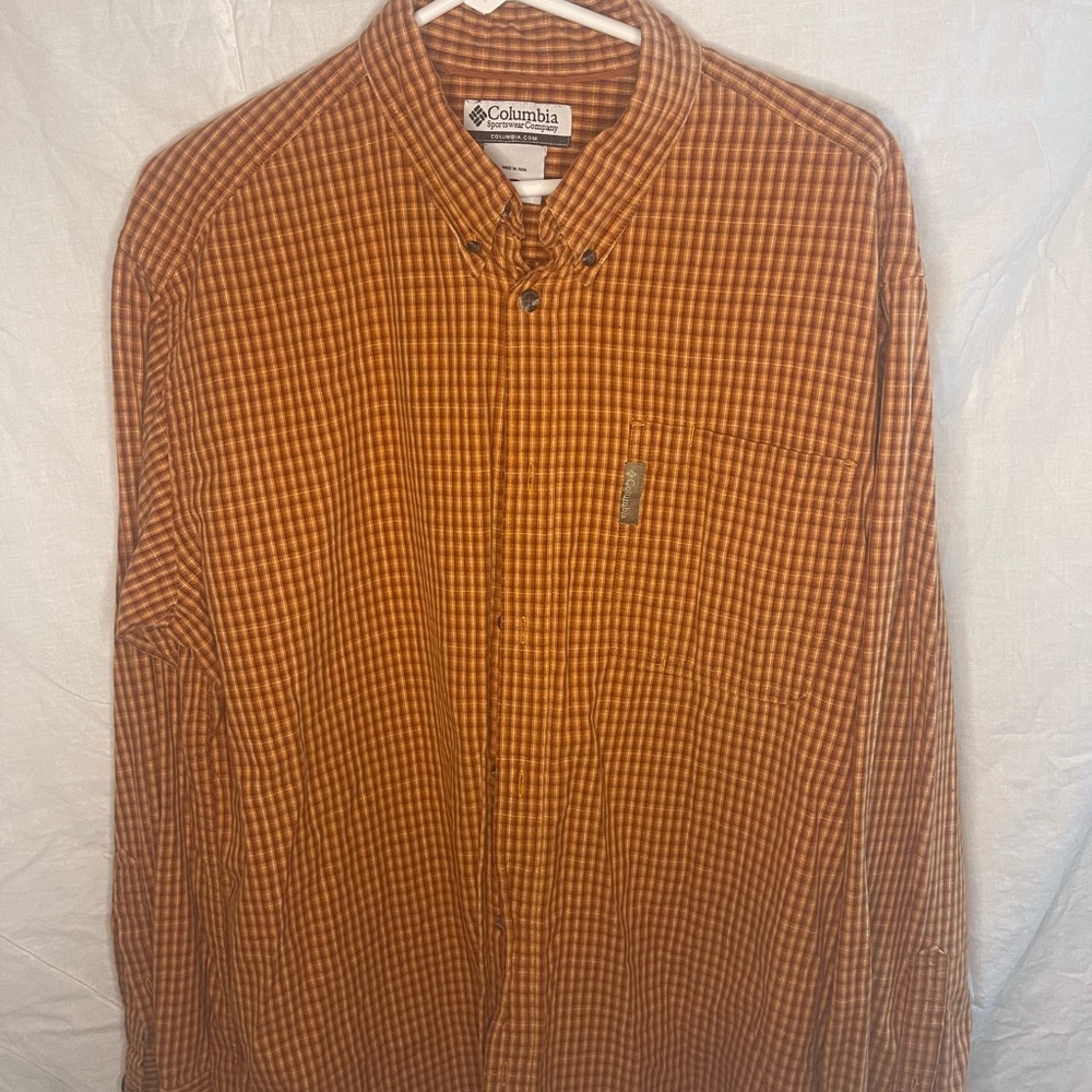 Columbia Men's Rust Checkered Button-Down Shirt